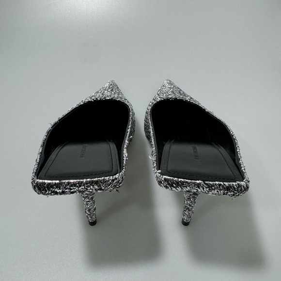 Balenciaga Square Knife Mules Heels Silver 80mm Women’s Size EU 38/US 8